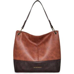 Women A-brown Imported Zipper Ladies Shoulder Handbags with Back Pocket